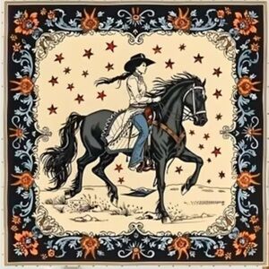 Western Cowgirl Star Square Scarf | Vintage Rodeo Style